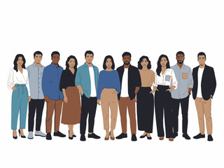 Fototapeta premium Diverse group of people standing together in a line