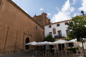 Historic buildings with outdoor seating and trees.. Ronda, M&aacute;laga, Spain