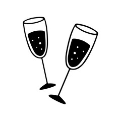 Two champagne glasses toasting celebrating special occasion