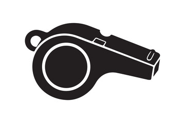 Black silhouette of a typical sports or safety whistle vector illustration
