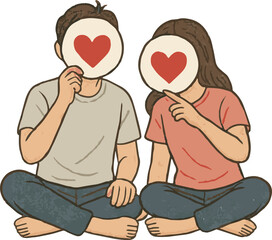 Masked Hearts Illustration