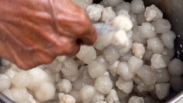 Cilok is a traditional indonesian street food snack from West Java made from chewy tapioca flour balls