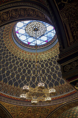 Low angle image of the dome of the Spanish Synagogue temple of Prague, Czech Republic