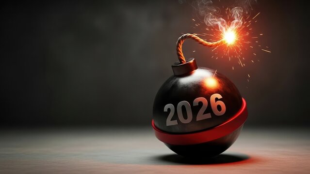 A bomb with the number 2026 written on it
