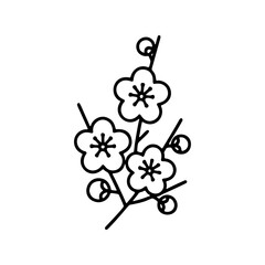 シンプルな梅の線画アイコン