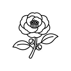 シンプルな椿の線画アイコン