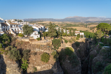 Obraz premium Scenic view of Ronda's landscape and architecture.. Ronda, Málaga, Spain