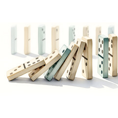 Falling Dominoes in a Watercolor Sequence
