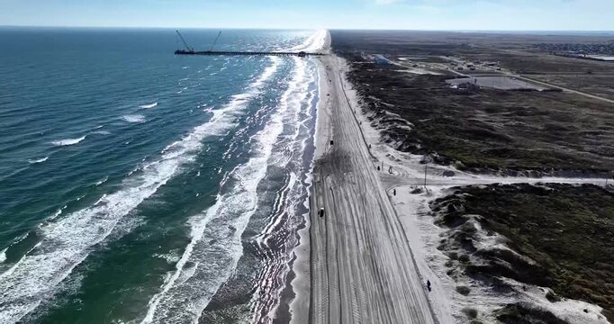 Aerial view of White Cap beach near Corpus Christi, Texas