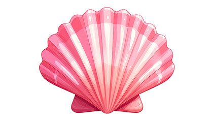 Cartoon illustration of a vibrant pink seashell on a stark black background