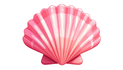 Cartoon illustration of a vibrant pink seashell on a stark black background