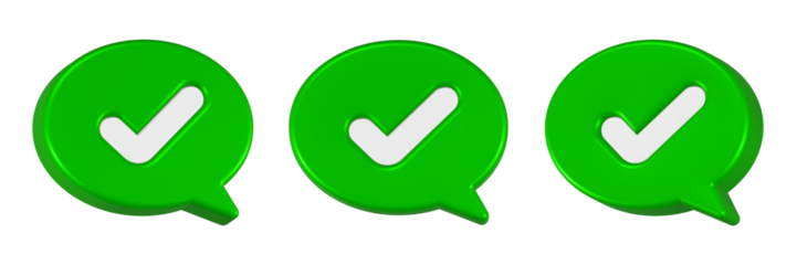 checklist icon 3d render green bubble chat