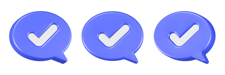checklist icon 3d render blue bubble chat