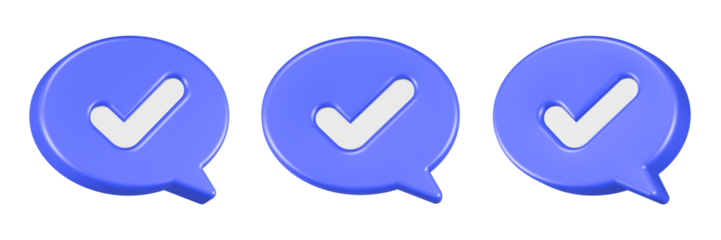 checklist icon 3d render blue bubble chat
