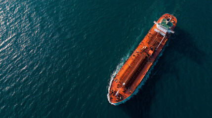 Aerial View of Industrial Cargo Ship at Sea