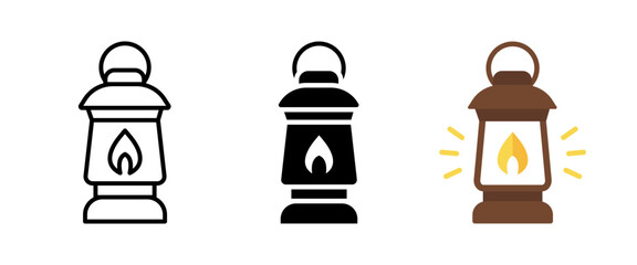 Camping lantern icon. Portable lantern symbol for night illumination, tourism and survival equipment. © MALAI Studio