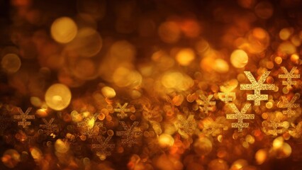 Golden Yen Symbol Bokeh Background
