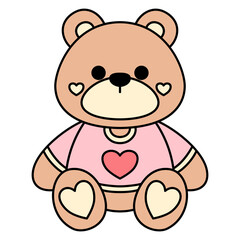 Valentine Teddy Bear clipart isolated on transparent background