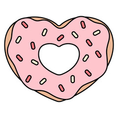 Cute Heart Donut clipart isolated on transparent background