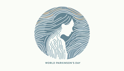 World Parkinson's Day Awareness with Stylized Female Profile