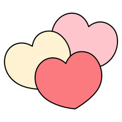 Romantic Three Hearts clipart isolated on transparent background