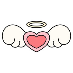 Heart with Angel Wings clipart isolated on transparent background