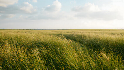 Green Meadow with Soft Light