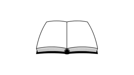 Animated cartoon style video of a black and white book turning pages on a green background, art, 2D, drawing.