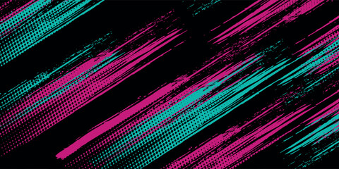 Car sticker wrap banner abstract sporty lines pink blue greenish grunge color combination brush storm thunder modern pattern racing motorsport. eps10.