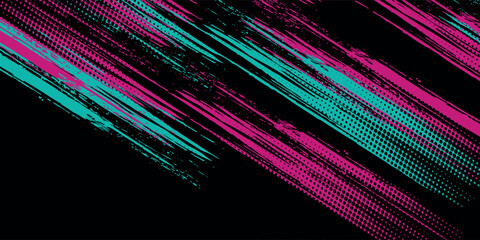 Car sticker wrap banner abstract sporty lines pink blue greenish grunge color combination brush storm thunder modern pattern racing motorsport. eps10.