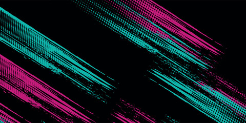 Car sticker wrap banner abstract sporty lines pink blue greenish grunge color combination brush storm thunder modern pattern racing motorsport. eps10.