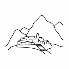 Machu Picchu Outline Vector Illustration