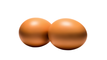 Two brown eggs isolated on transparent background