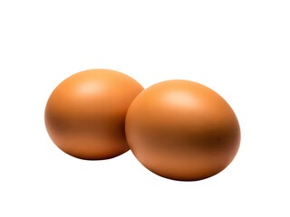 Two brown eggs isolated on transparent background