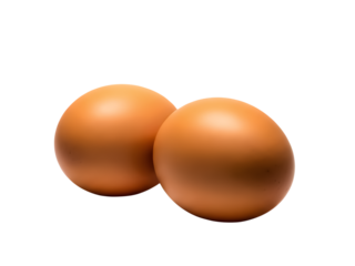 Two brown eggs isolated on transparent background