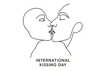 Minimalist Line Art Kiss for International Kissing Day