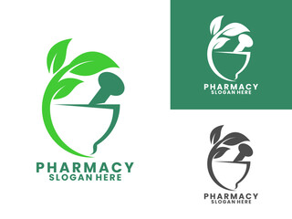 Herbal medical logo design vector template. Pharmacy logo vector