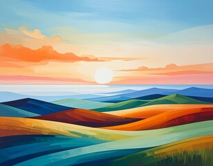 Dunes multicolores au soleil couchant