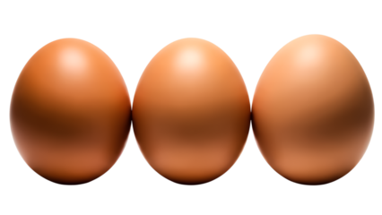 Three brown egg's isolated on transparent background