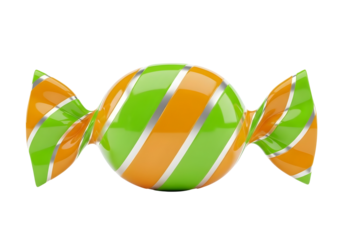 Colorful striped candy isolated on transparent background for decoration