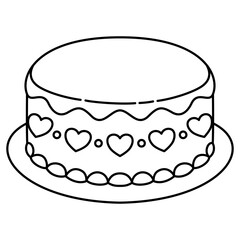 Valentine Cake Doodle Outline Isolated