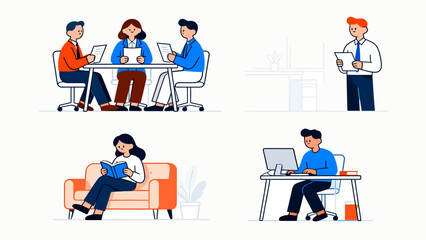Office work and study scenes