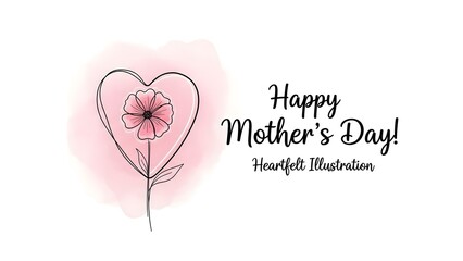 Heartfelt mother's day illustration with pink flower