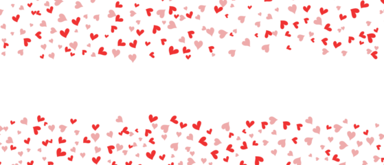 red and pink hearts flying isolated on white background