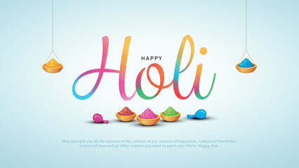 Indian festival happy Holi with colorful background with color pot. Creative vector illustration design. © RMAKE