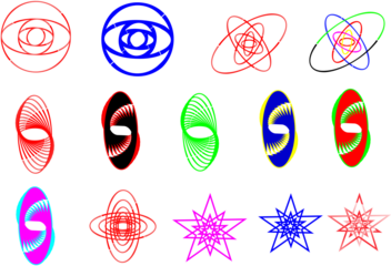 Multicolor graphic abstract shapes isolated with real transparent background for design