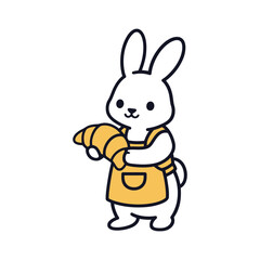 Cute Bunny Holding Fresh Croissant
