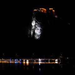 An Illuminated Bled Castle Overlooking