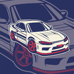 Car Vector Illustration For Conceptual Design. Suitable for posters, stickers, t-shirt prints, and banners.	
