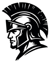 Stylized illustration of a spartan warrior depicting a helmet in profile for a sports mascot or team emblem